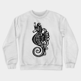 Black and White Print of Exotic Sea Horse Crewneck Sweatshirt